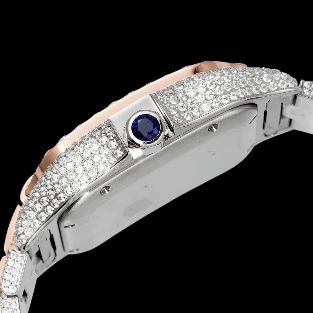 40mm Large VVS Moissanite Square Watch – Rose Gold Custom Edition