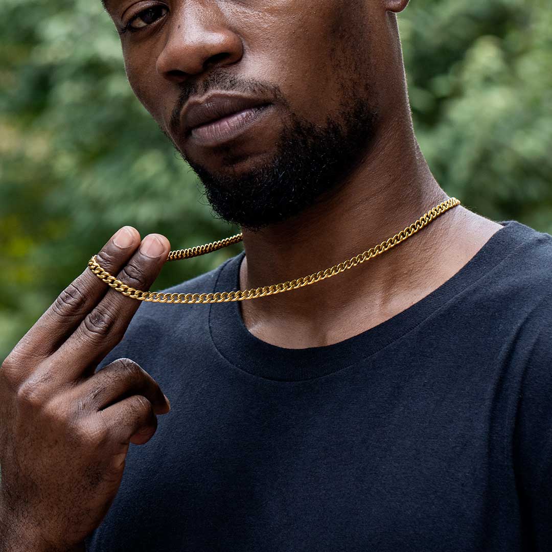 5mm Stainless Steel Cuban Chain in Gold