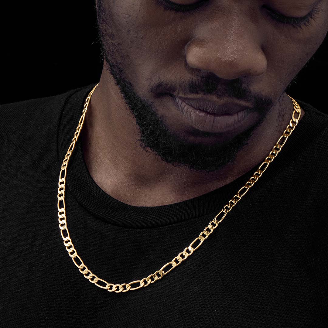 5mm Stainless Steel Figaro Chain in Gold