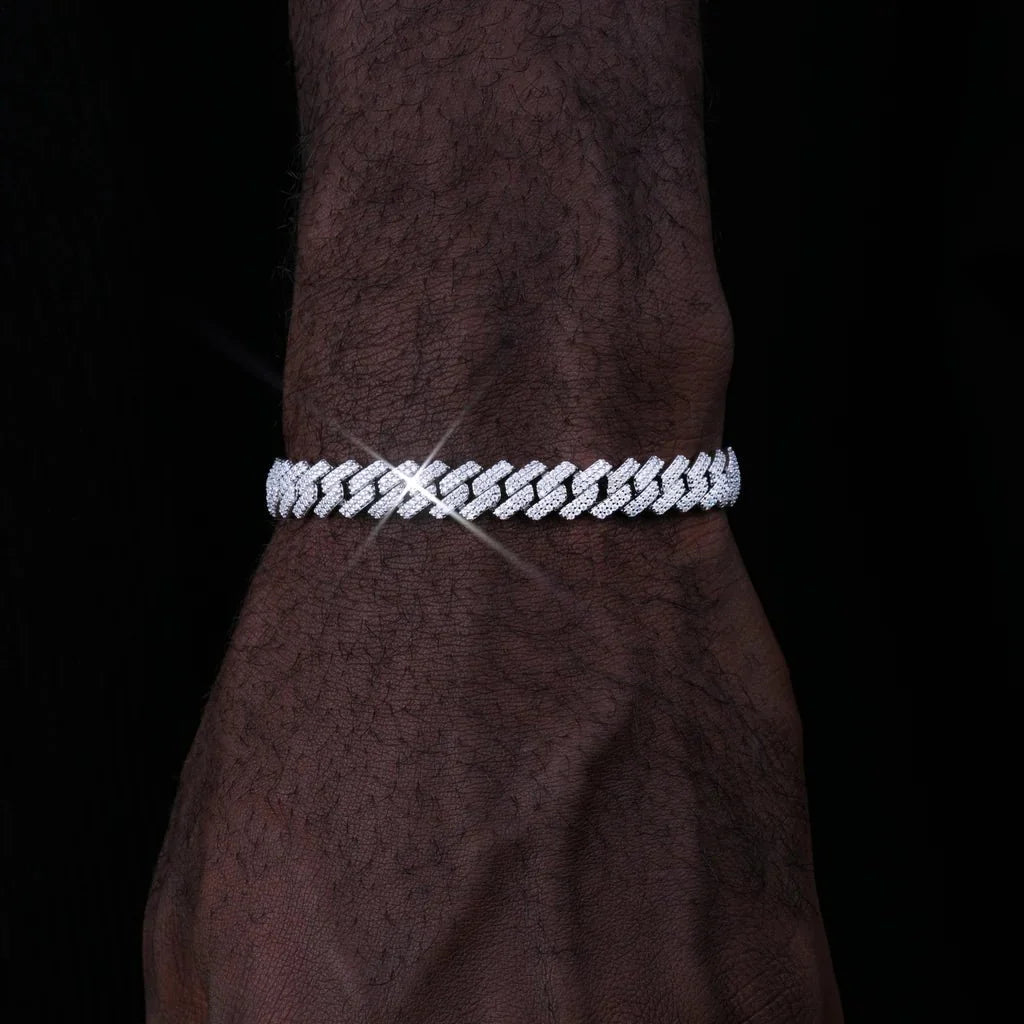 925S & VVS Moissanite Prong Cuban Bracelet - 8.5MM