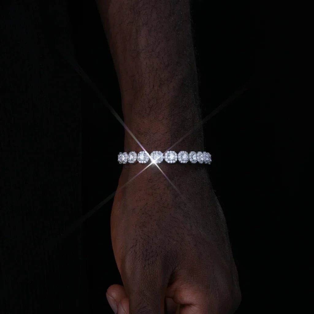 925S & VVS Moissanite Clustered Tennis Bracelet - 8MM