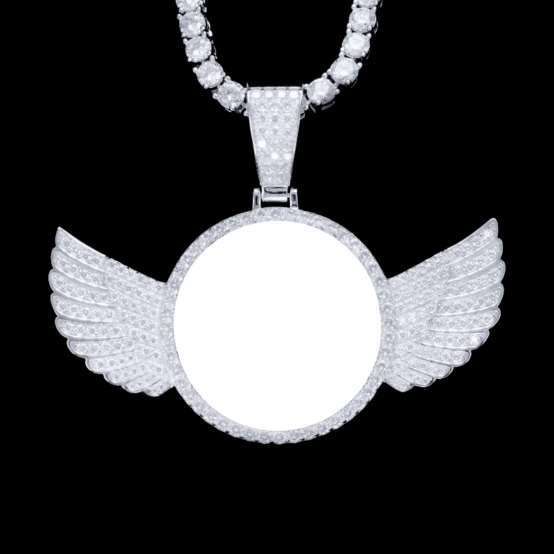 925S & VVS Moissanite 3D Wing Custom Picture Pendant