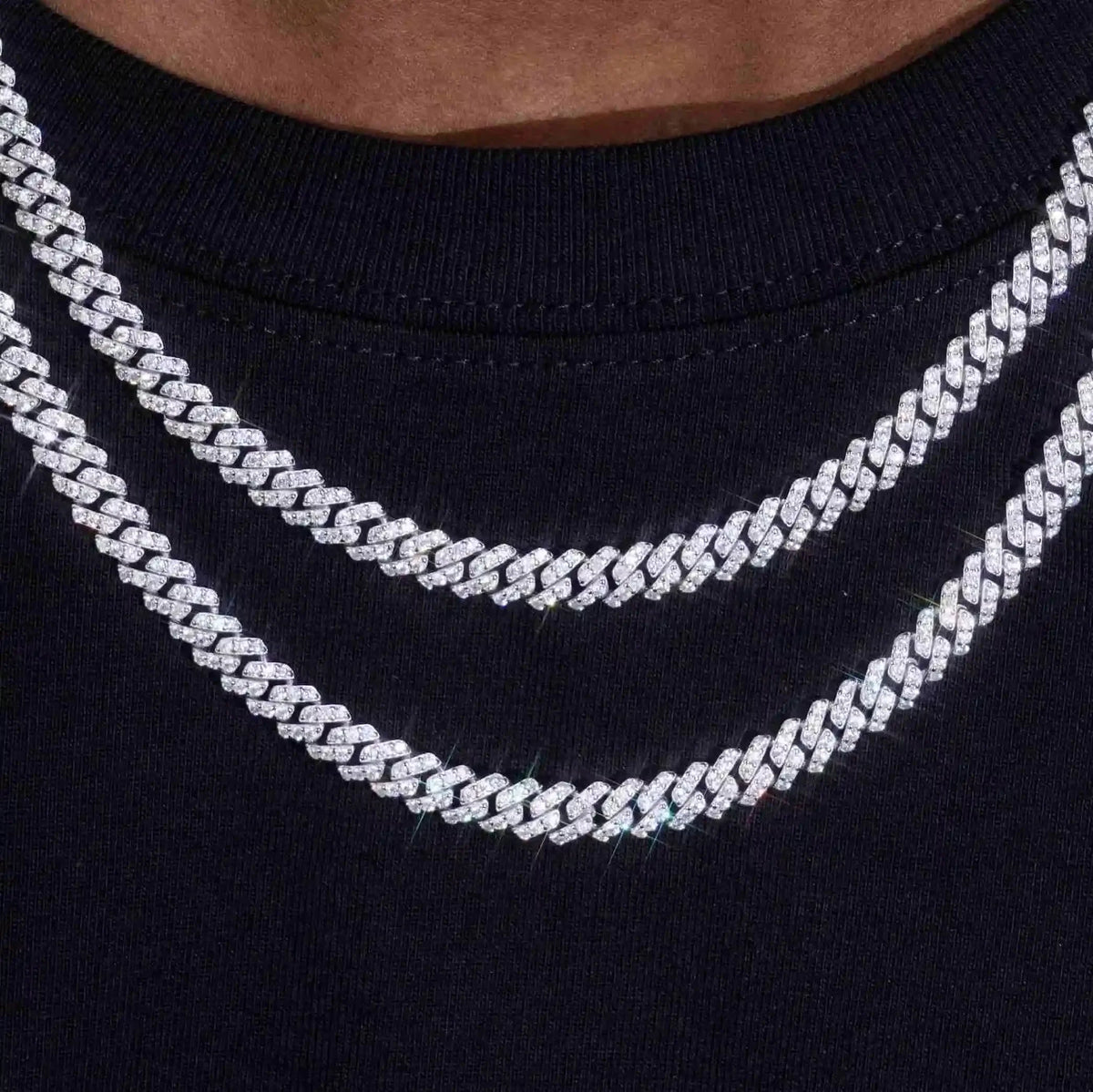 925S & VVS Moissanite 6.5MM Prong Cuban Link Chain