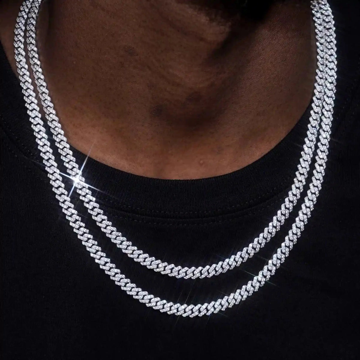 925S & VVS Moissanite 6.5MM Prong Cuban Link Chain
