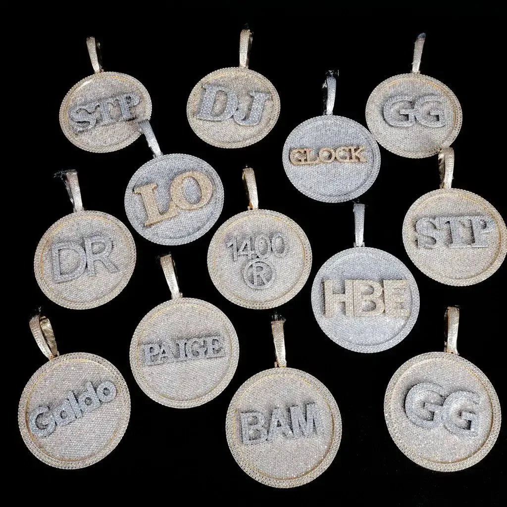 3D CUSTOM LETTER NECKLACE BIG DISC Pendants