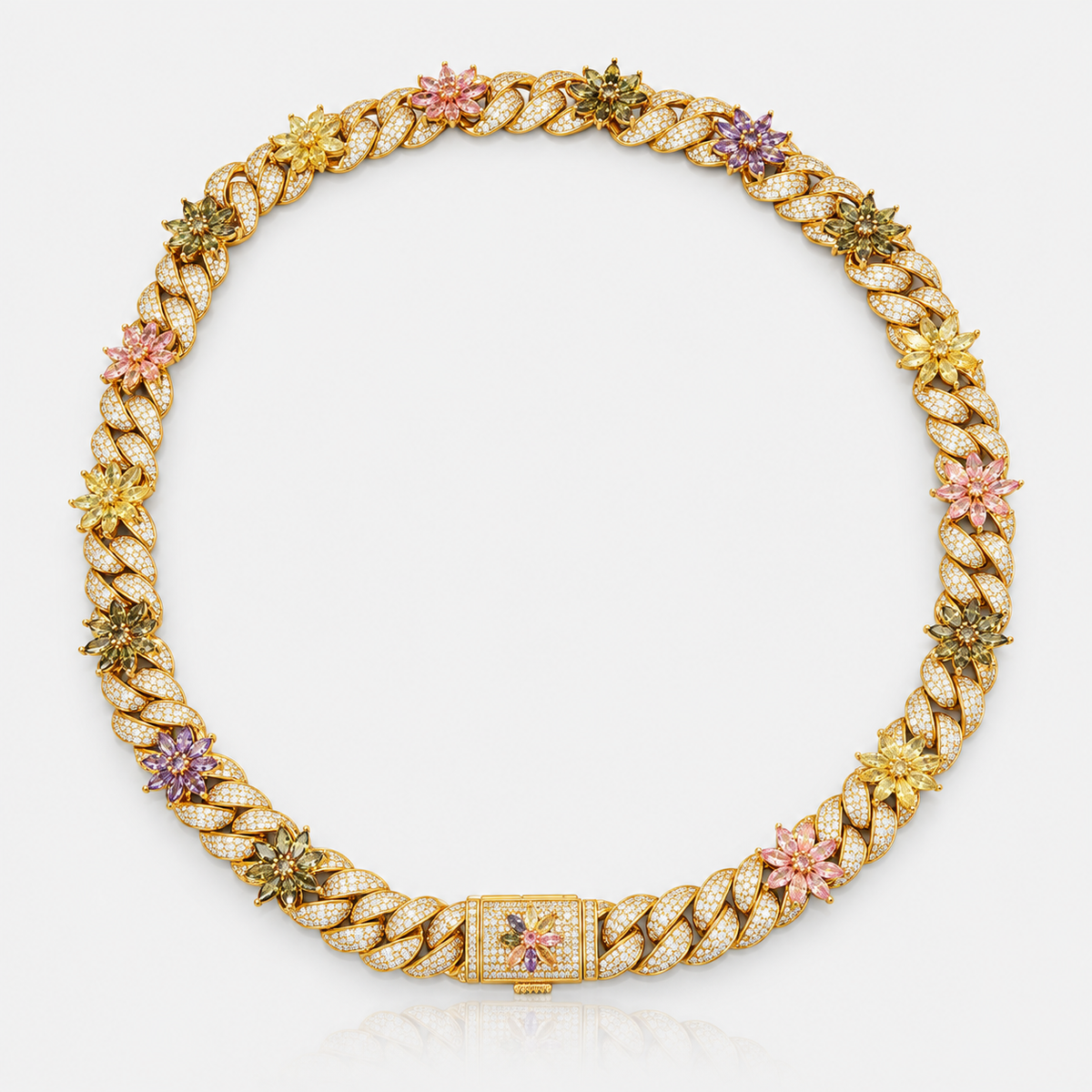 AURXYA Iced Flower Cuban Chain