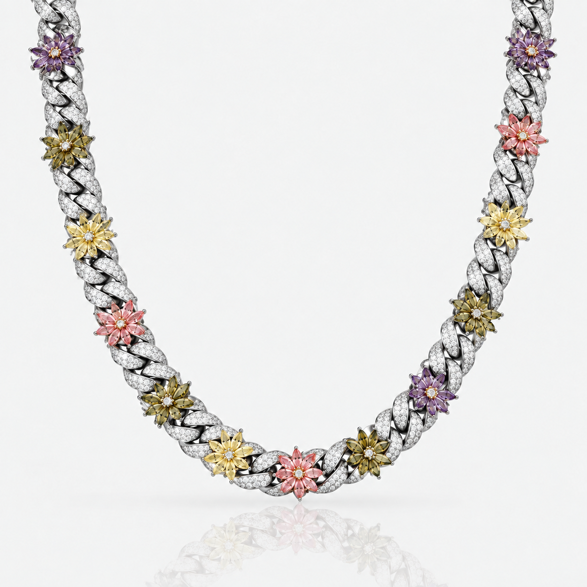 AURXYA Iced Flower Cuban Chain