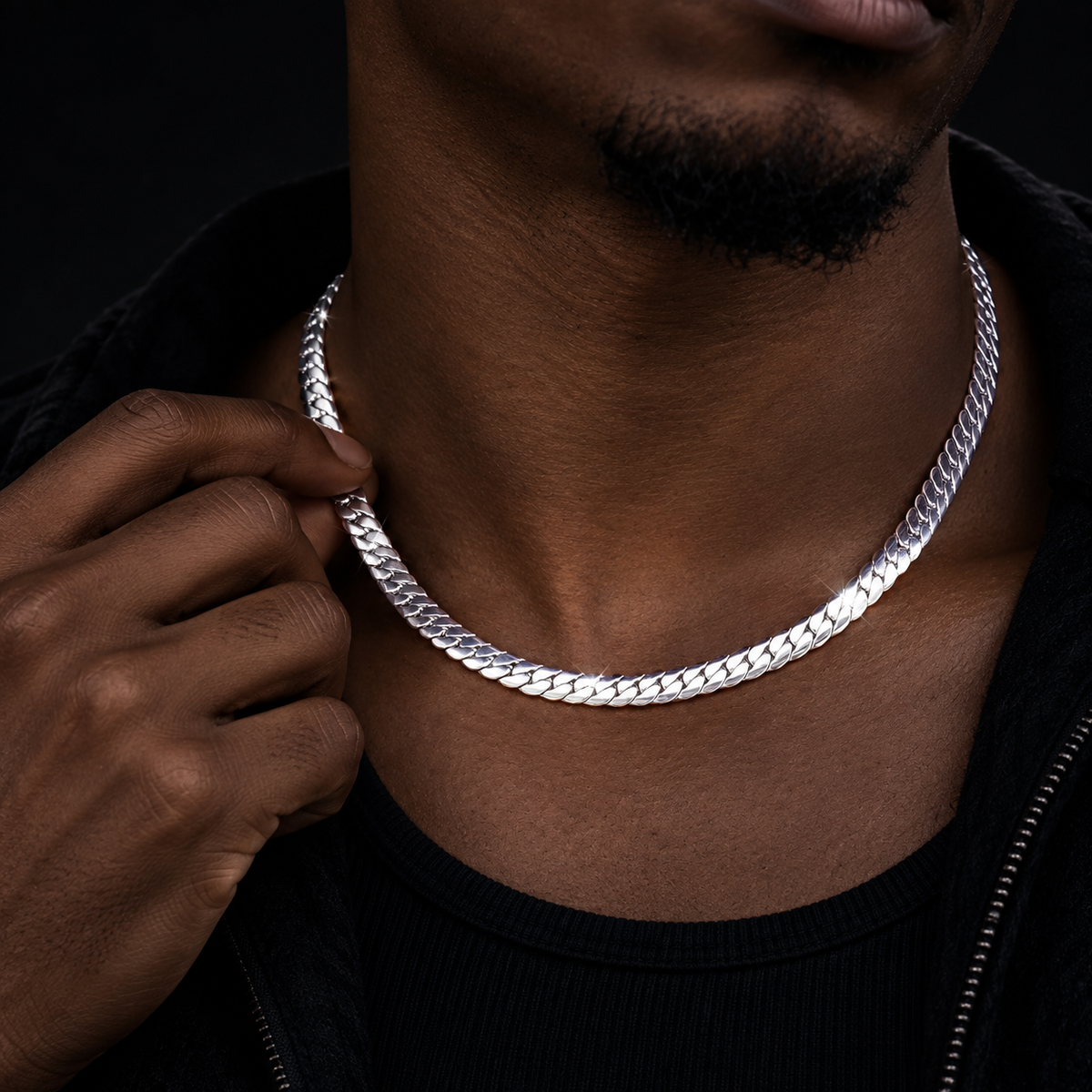 AURXYA Signature Cuban Chain – White Gold 8MM