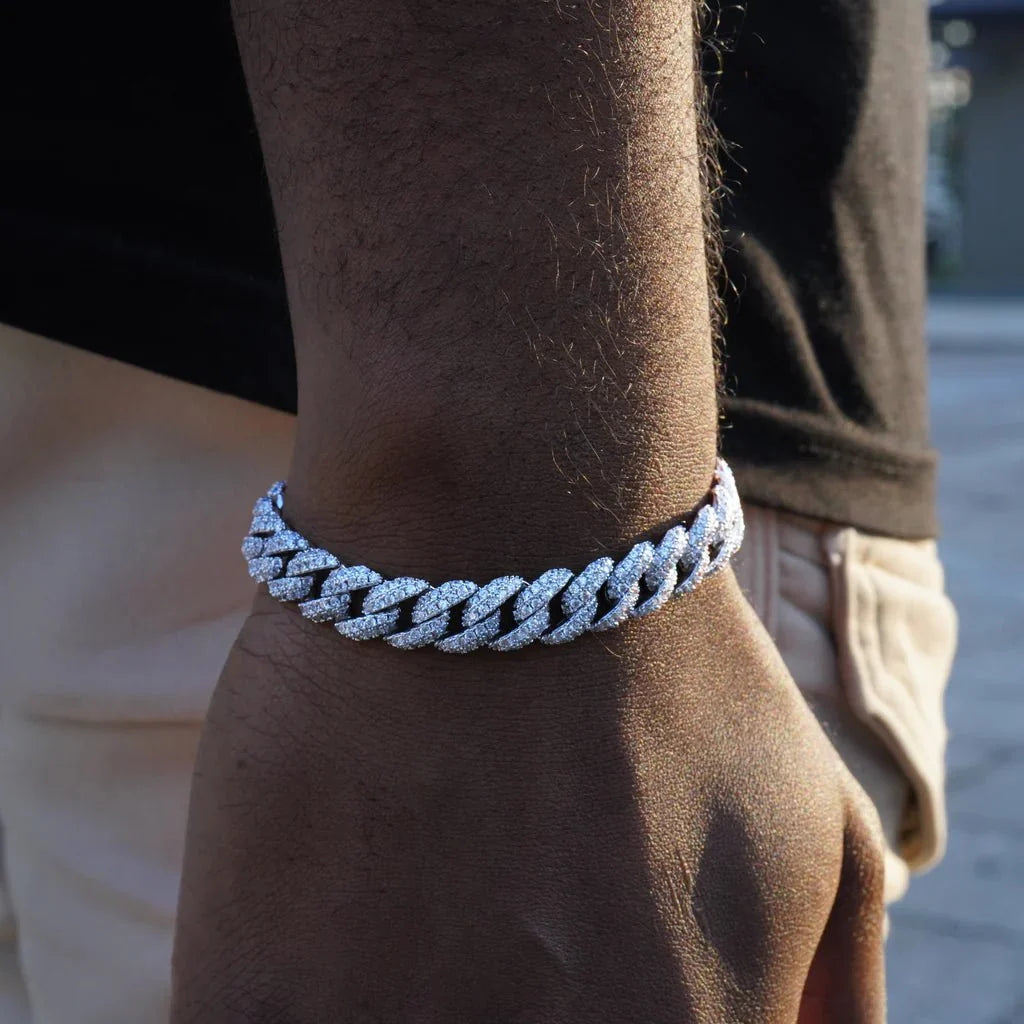 Cuban Link Bracelet in White Gold - 10mm
