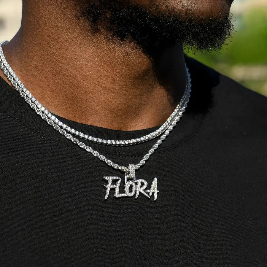Custom CokeBoys Font Pendant in White Gold
