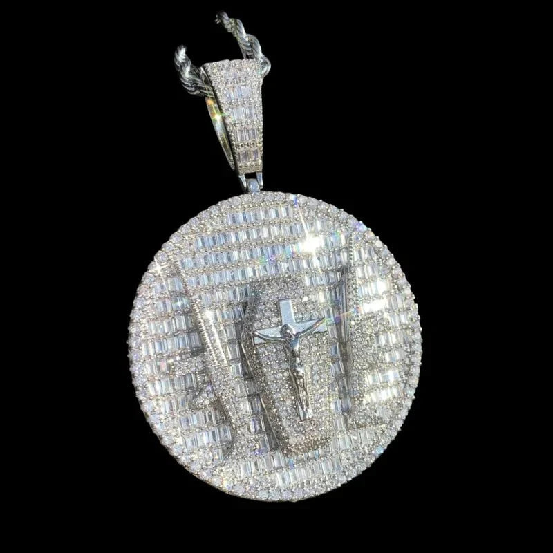 Guardian Double Gun Cross Disc Pendant - 55mm