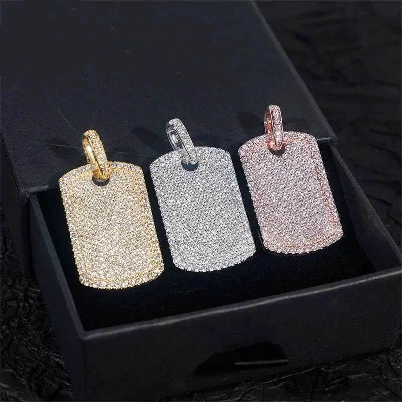 Iced Inlaid Nameplate Pendant - 22mm