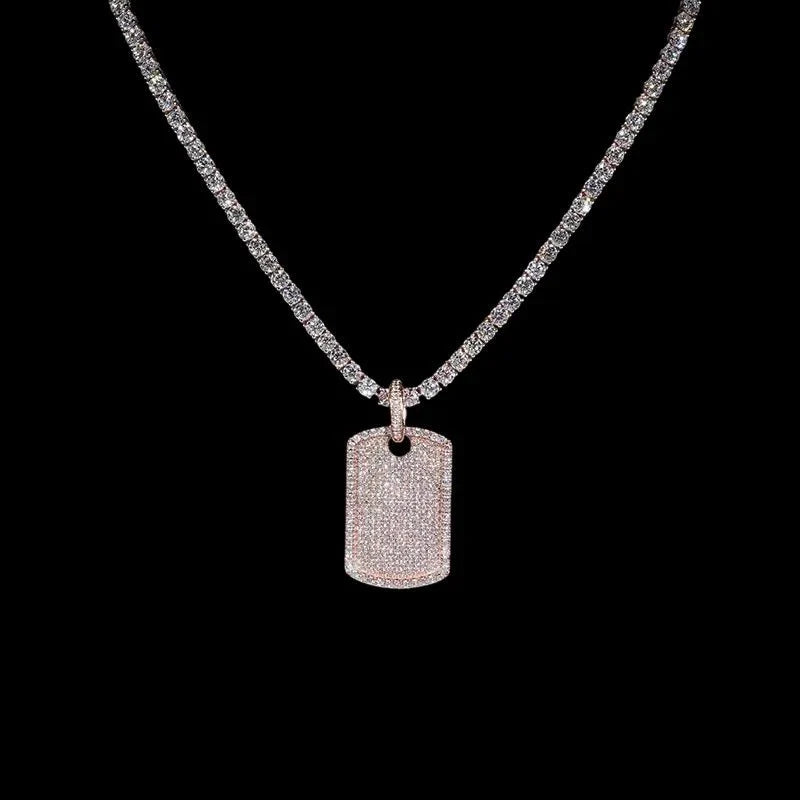 Iced Inlaid Nameplate Pendant - 22mm