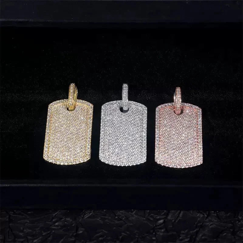 Iced Inlaid Nameplate Pendant - 22mm