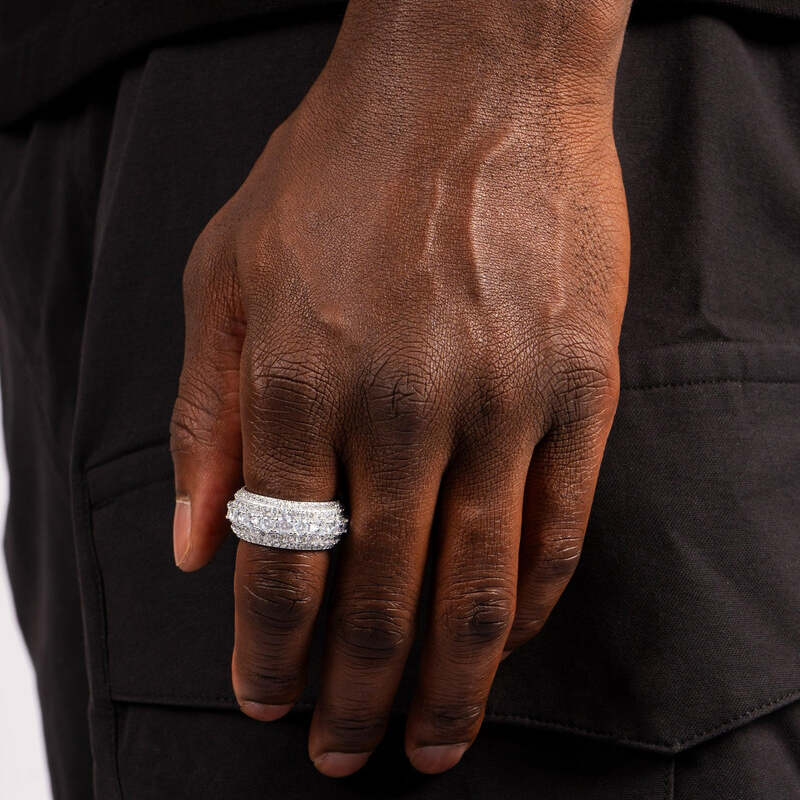 Iced Layered Ring In White Gold