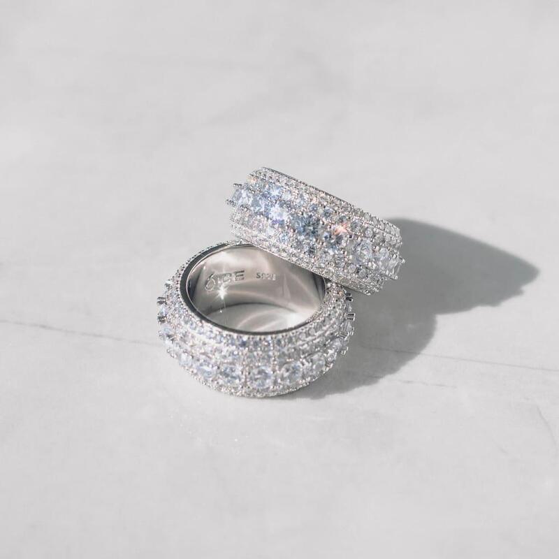 Iced Layered Ring In White Gold