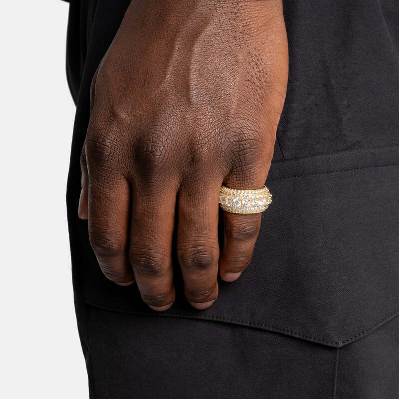 Iced Layered Ring In YellowGold