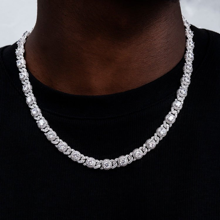 Iced Diamond Station Cuban Chain - 10mm