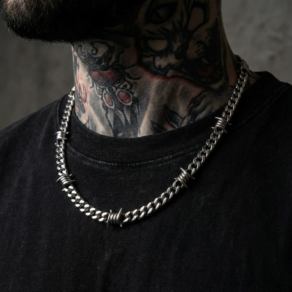 ARUXYA 9mm Barb Wire Cuban Chain