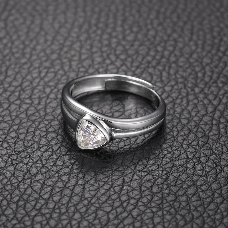 S925 VVS Moissanite Open Triangle Ring