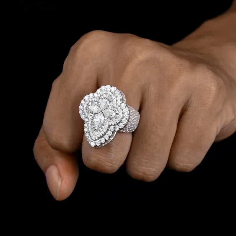 S925 VVS Moissanite Flower Shape Ring
