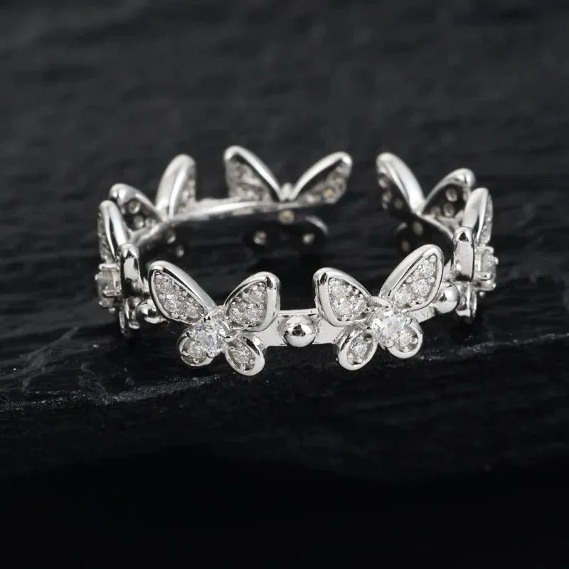 S925 VVS Moissanite Butterfly Open Ring
