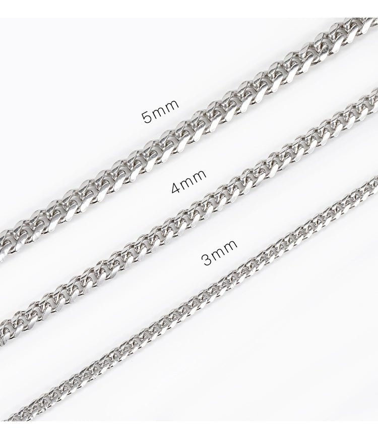 S925 Cuban Chain Necklace in White Gold - 3mm/4mm/5mm