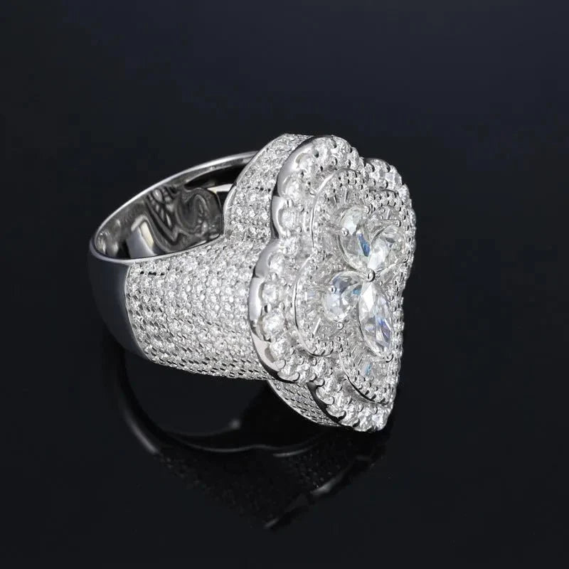 S925 VVS Moissanite Flower Shape Ring