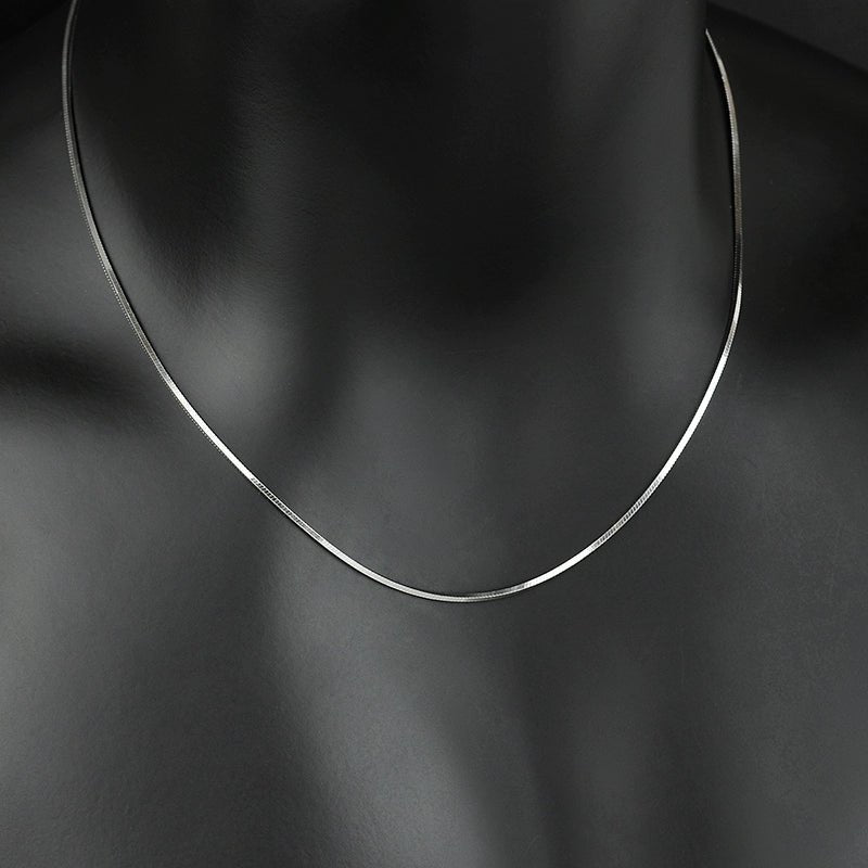 Sterling Silver Snake Bone Chain in White Gold - 1.5mm