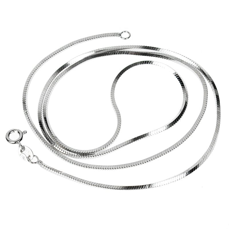 Sterling Silver Snake Bone Chain in White Gold - 1.5mm