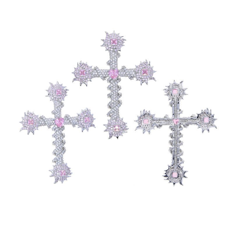 Pink Heart Cross Pendant