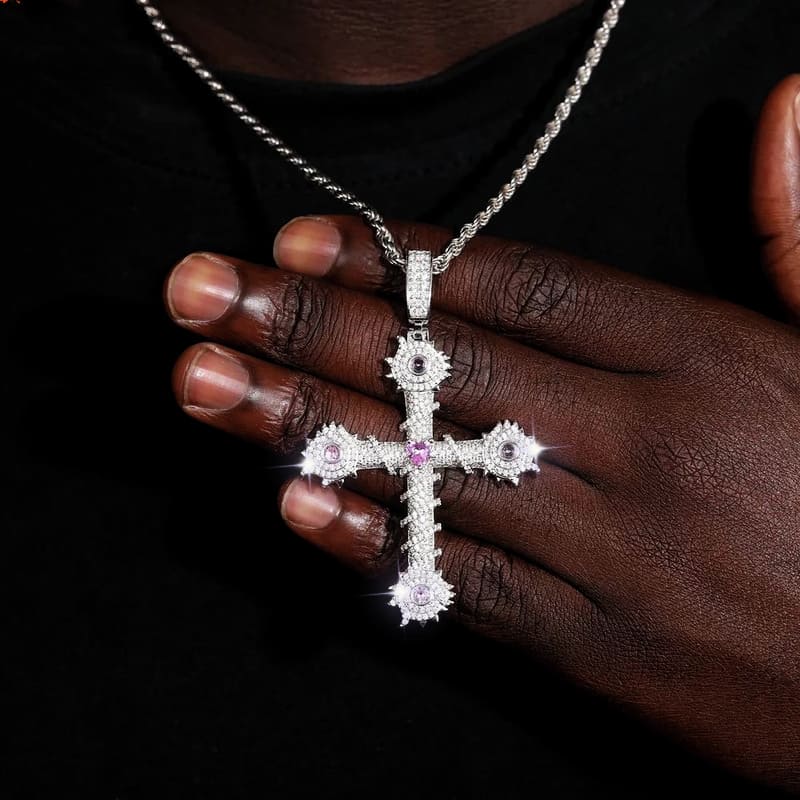 Pink Heart Cross Pendant