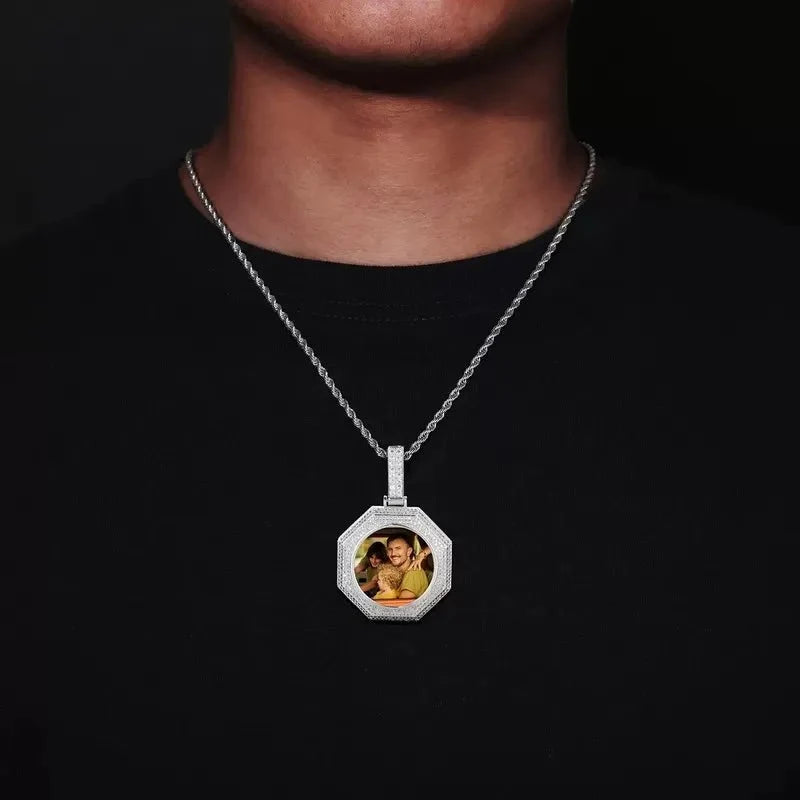 Rose Gold Custom Photo Bagua Pendant - 42mm