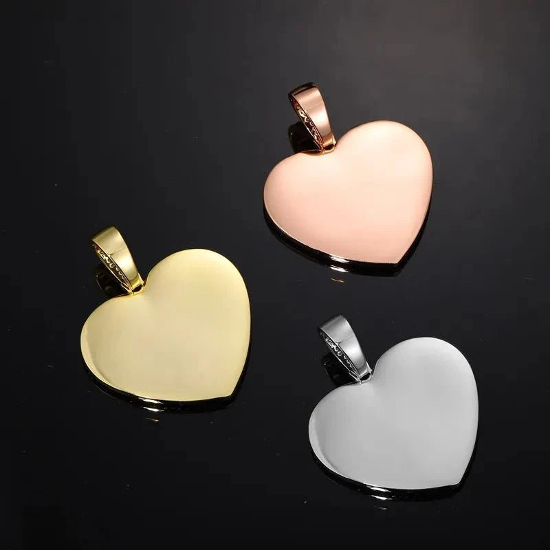 Rose Gold Custom Photo Heart T-Shaped Diamond Pendant - 42mm