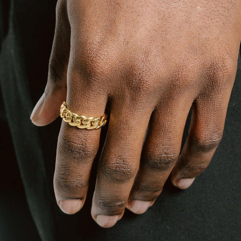 S925 Cuban Link Ring in 18k Gold - 7mm