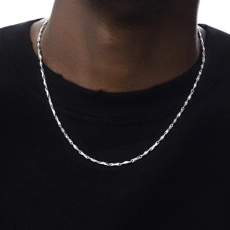 S925 Sterling Silver Necklace in White Gold