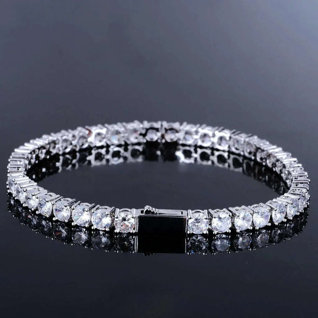 Two-tone 4mm Iced Yellow Gold-Plated CZ Cuban Link Bracelet