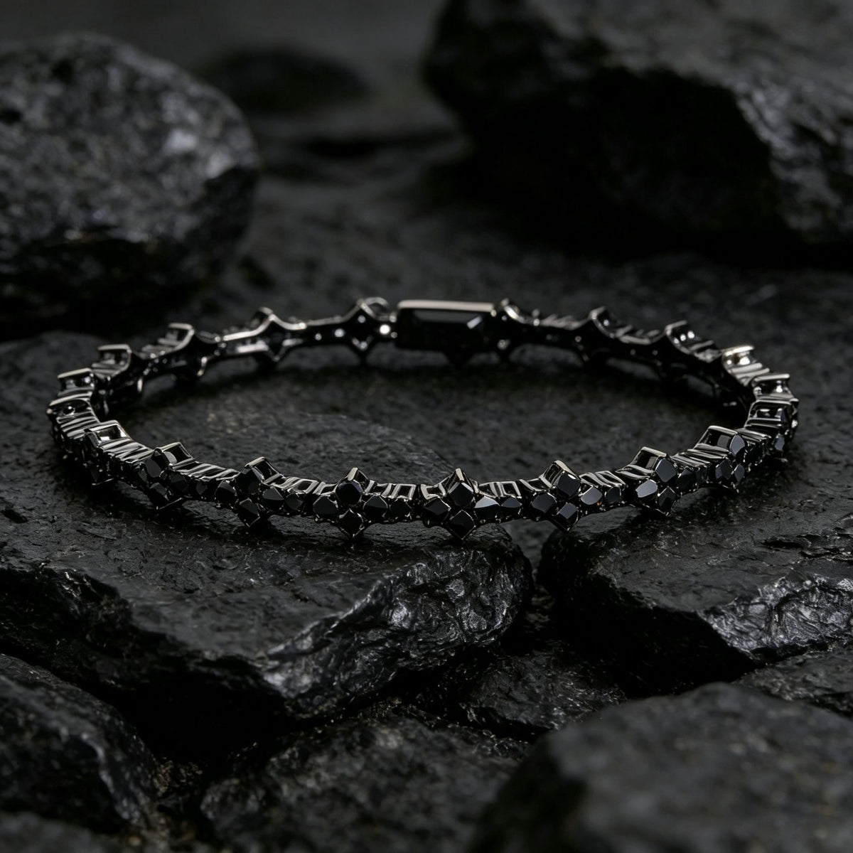 AURXYA Iced Floral Cross Tennis Bracelet