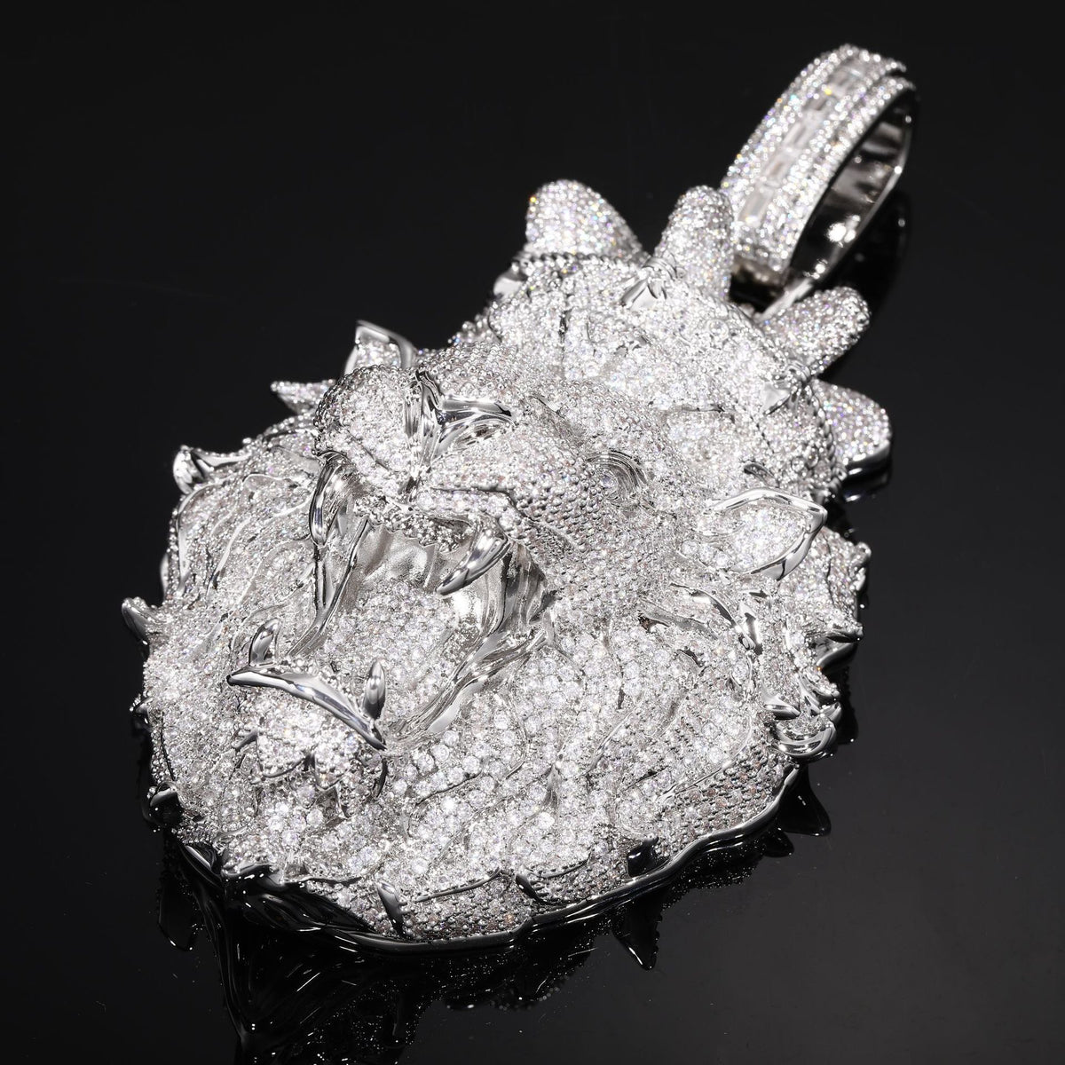 AURXYA Regal Lion Pendant with CZ Tennis Chain