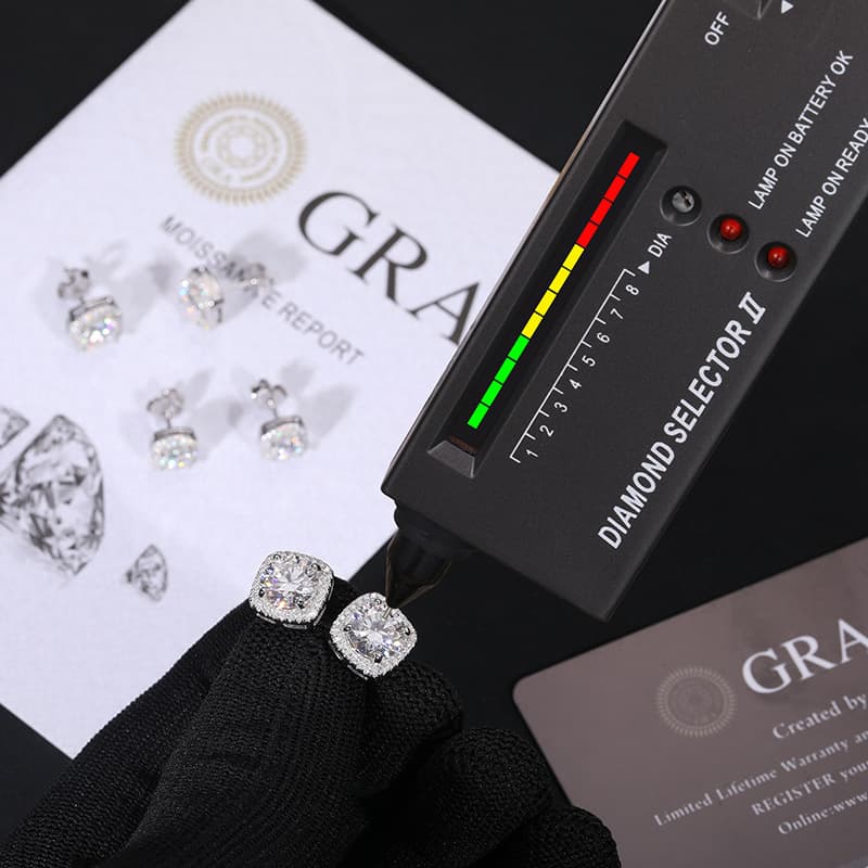 S925 Square Ice Sugar VVS Moissanite Earring