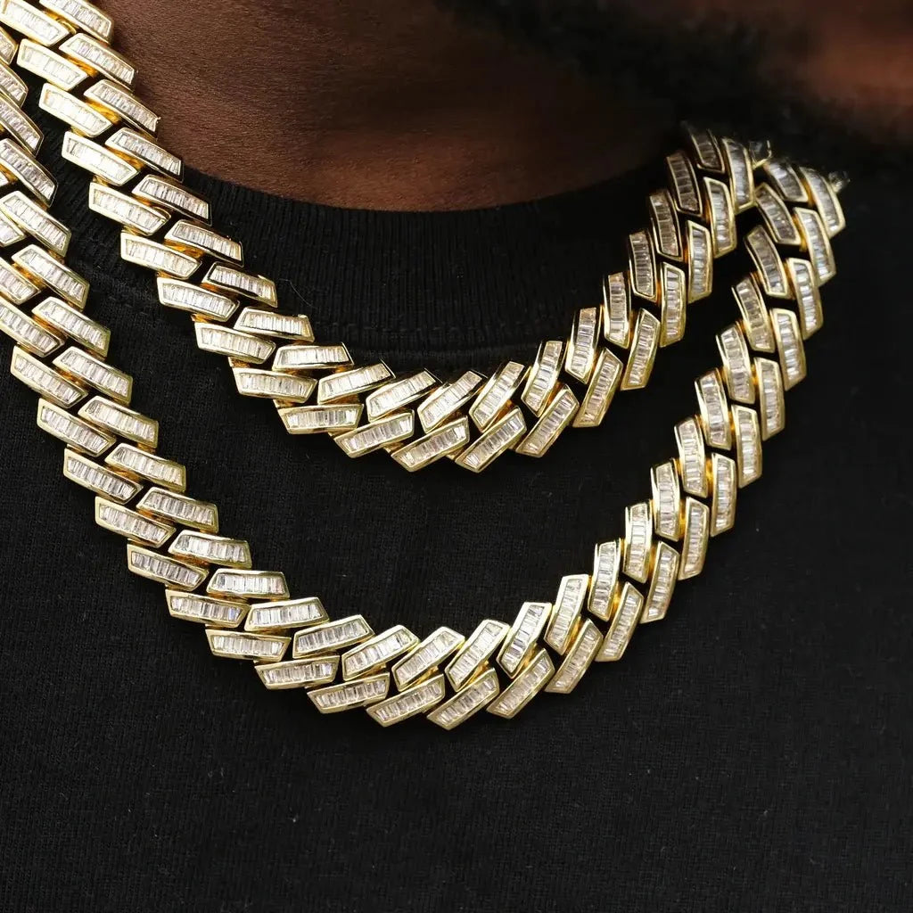 Baguette Channel Set Cuban Chain - 14mm