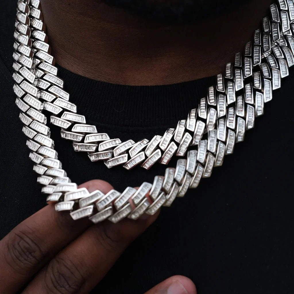 Baguette Channel Set Cuban Chain - 14mm