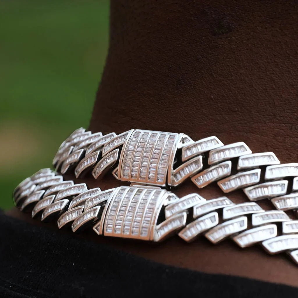 Baguette Channel Set Cuban Chain - 14mm