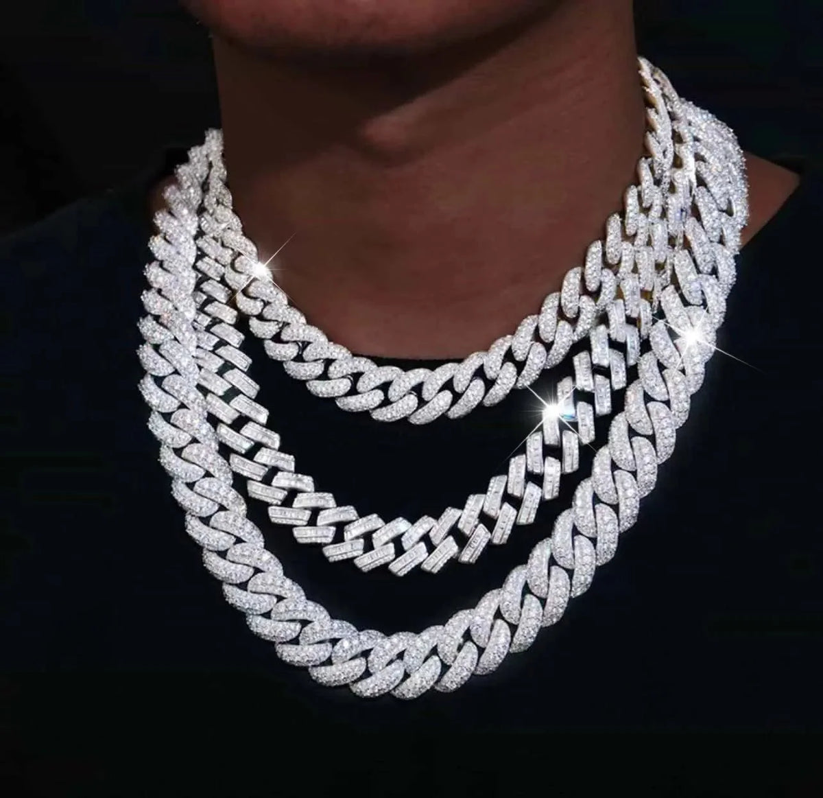 Bubble Full Ice Cuban Chain in White Gold - 15mm