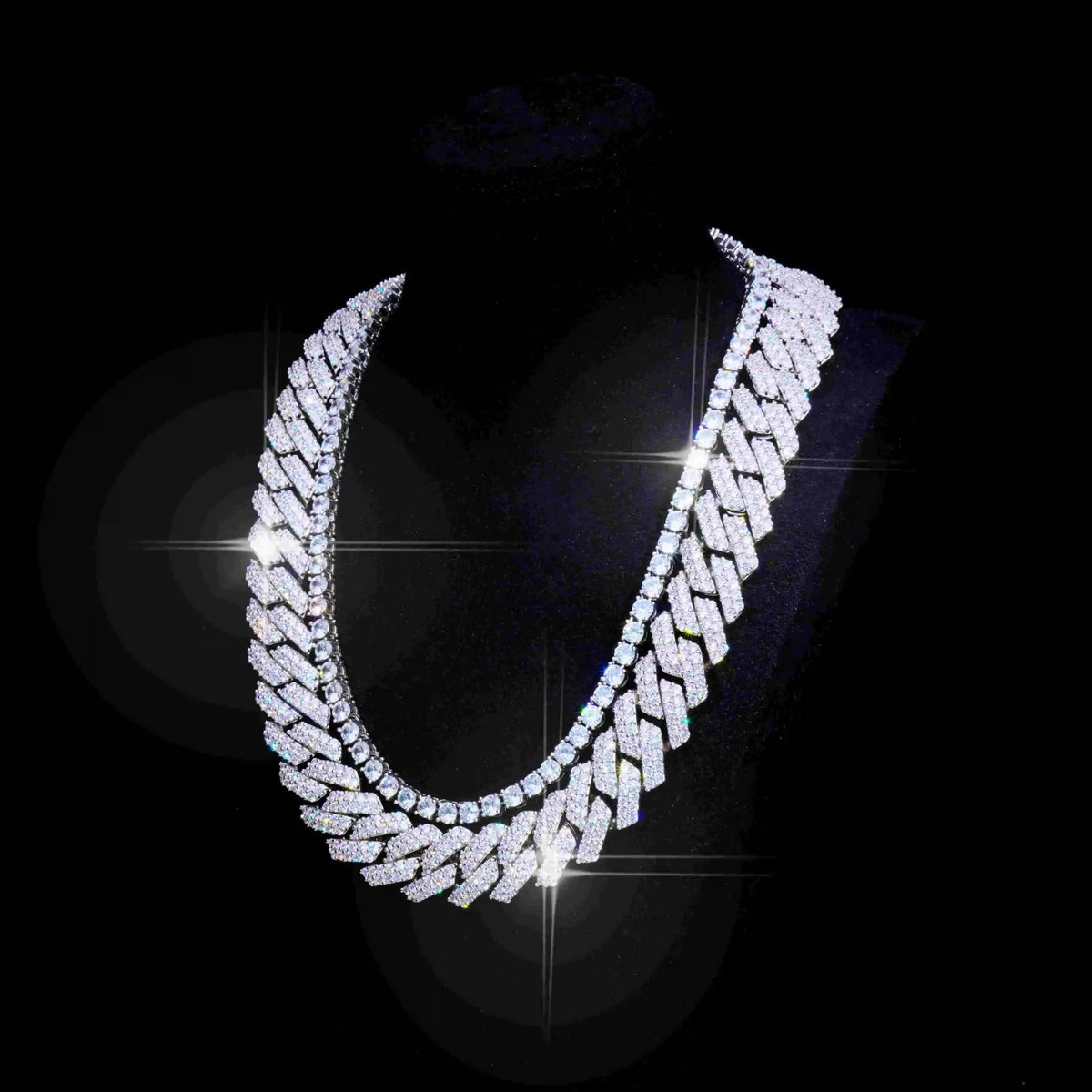 Bundle 19MM 2-Row Prong Cuban + 5MM Tennis in White Gold