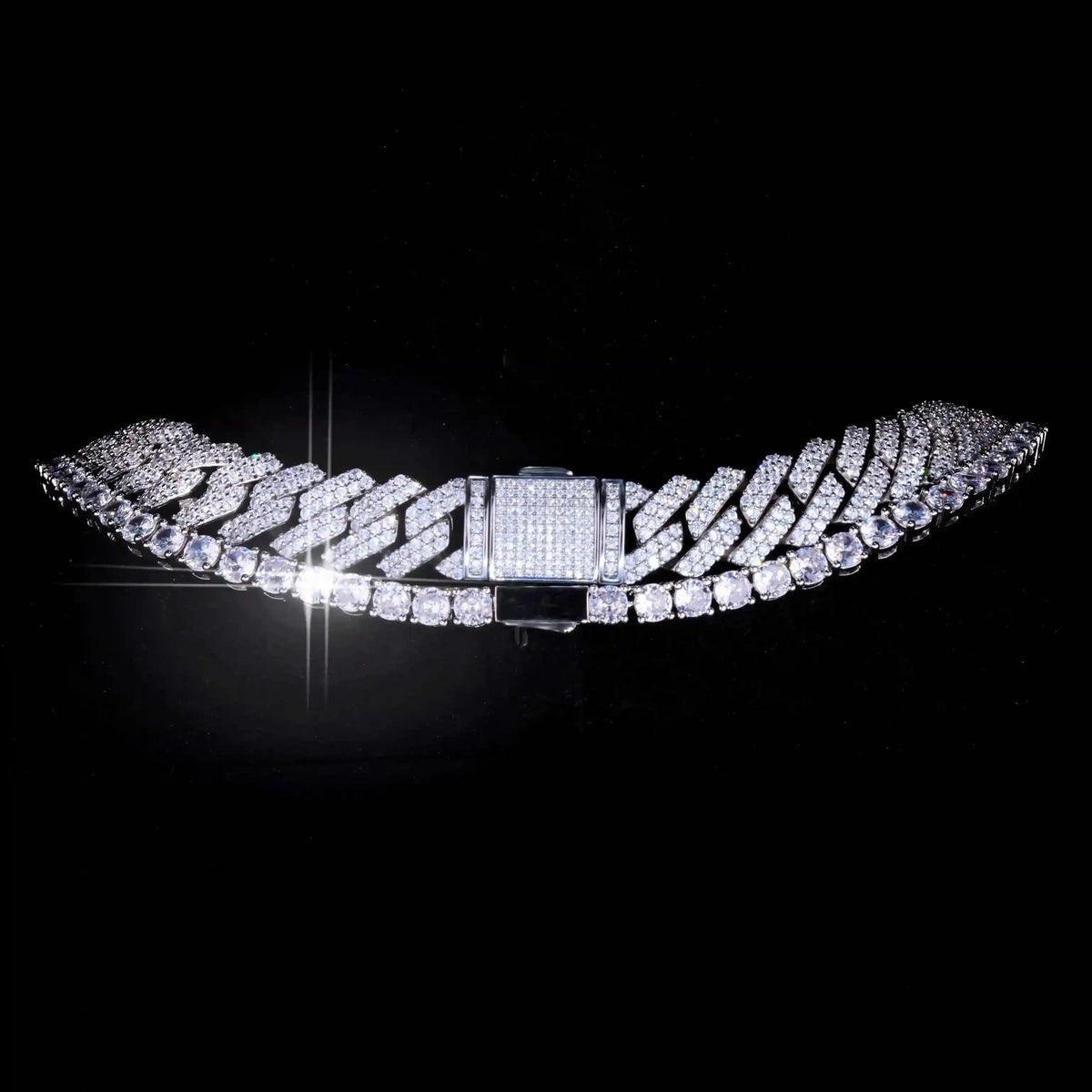 Bundle Prong Cuban - 14mm & Tennis in WhiteGold - 5mm
