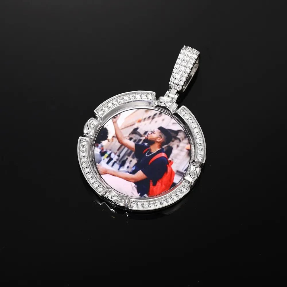 Classic Engraved Memory Photo Round Pendant - 38mm