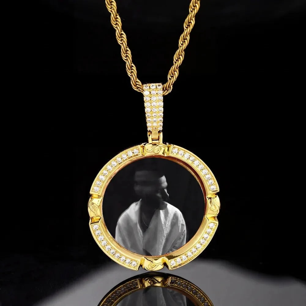 Classic Engraved Memory Photo Round Pendant - 38mm