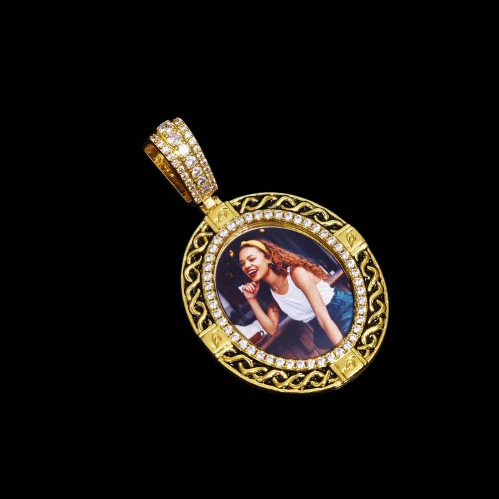 Classic Solid Round Custom Photo Pendant - 35mm