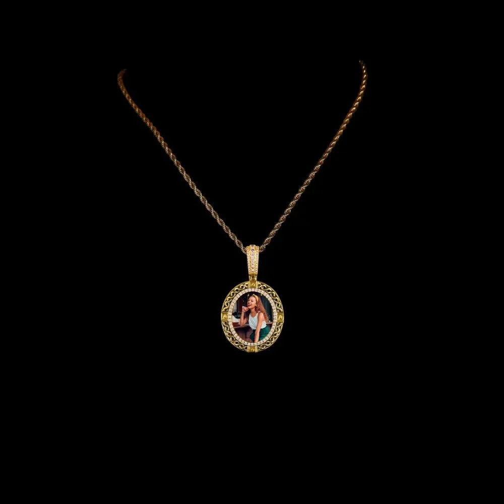Classic Solid Round Custom Photo Pendant - 35mm